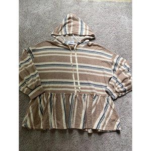 R2 women’s large striped hooded sweater